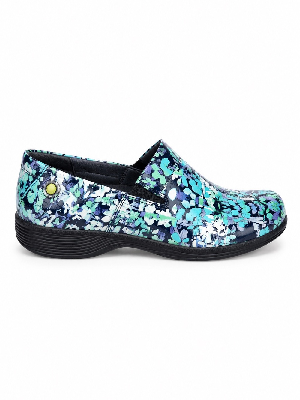 Dansko Work Wonders Slip Resistant Nursing Clogs Blue Floral EU 38 (US 7.5-8)